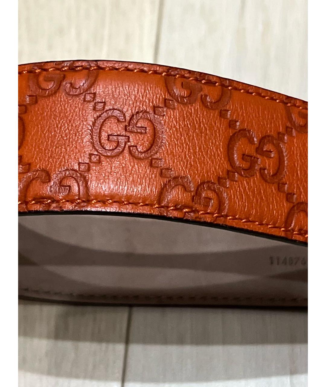 GUCCI Оранжевый кожаный ремень, фото 6