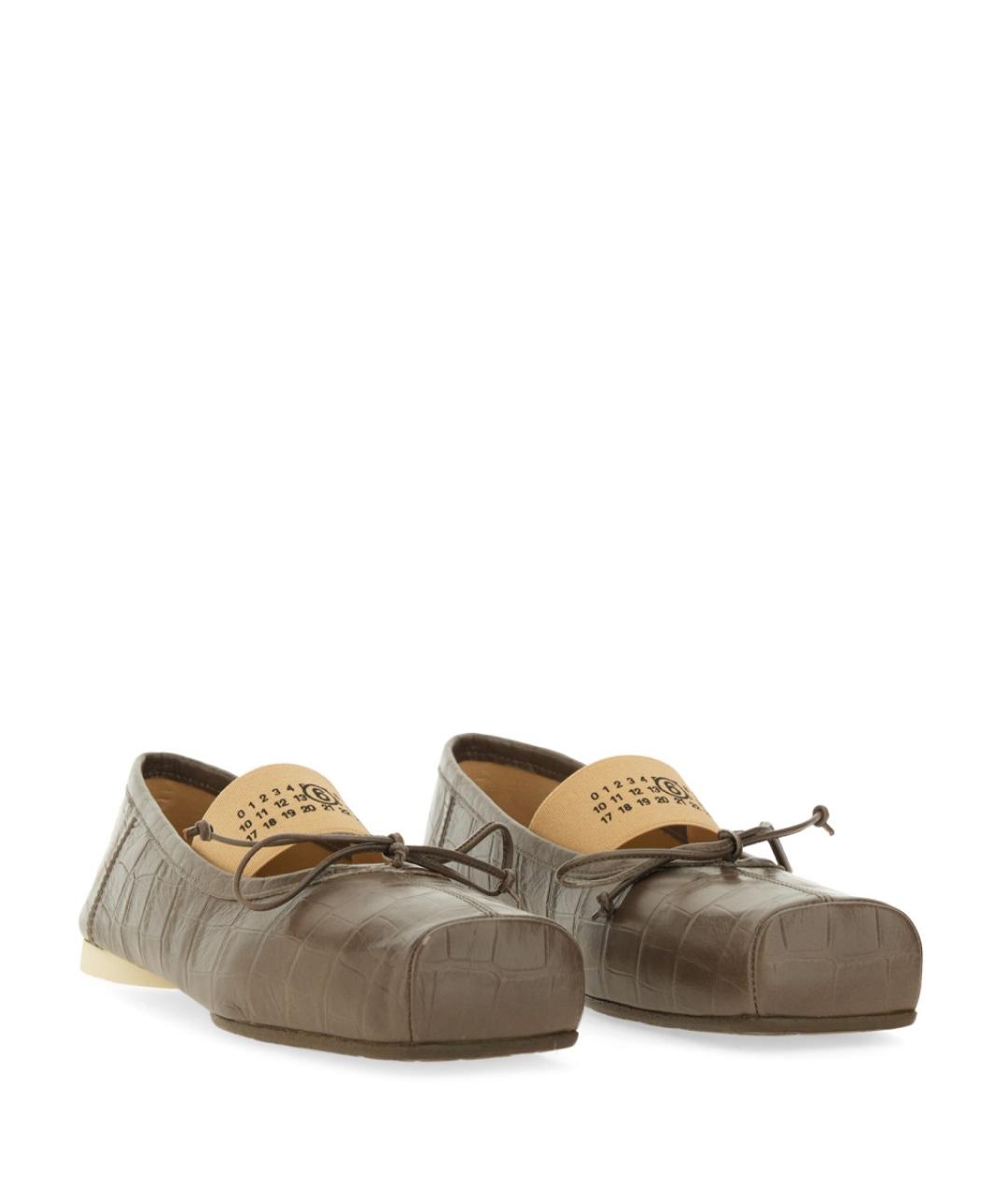 MM6 MAISON MARGIELA Хаки кожаные балетки, фото 2