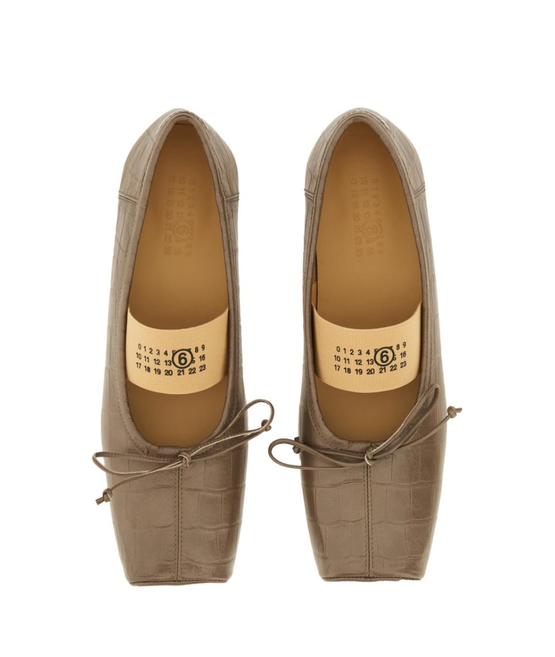 MM6 MAISON MARGIELA Хаки кожаные балетки, фото 6