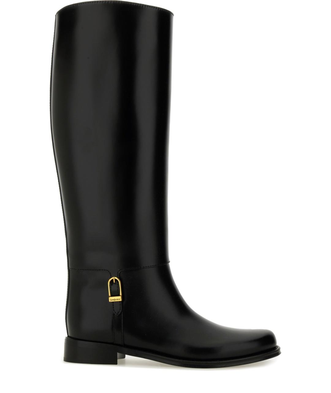 SAINT LAURENT Черные кожаные сапоги, фото 1