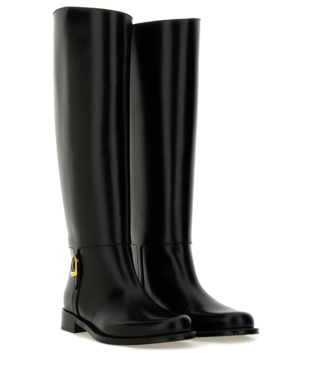 SAINT LAURENT Черные кожаные сапоги, фото 2