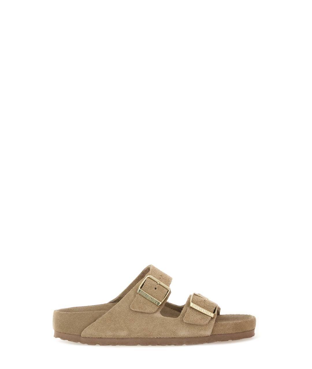 BIRKENSTOCK Бежевые кожаные сандалии, фото 1
