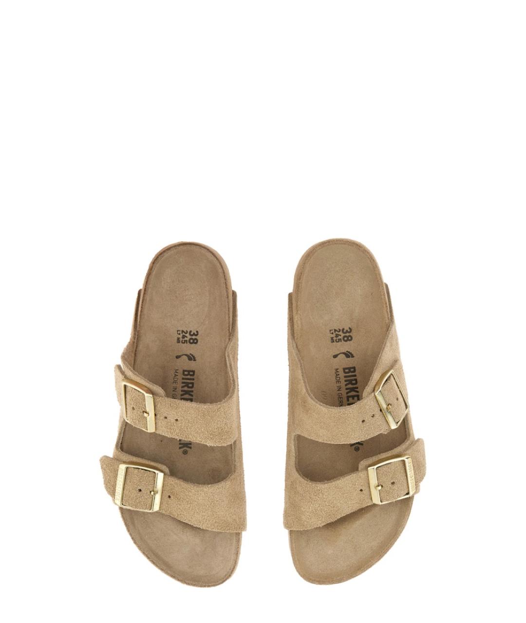 BIRKENSTOCK Бежевые кожаные сандалии, фото 6