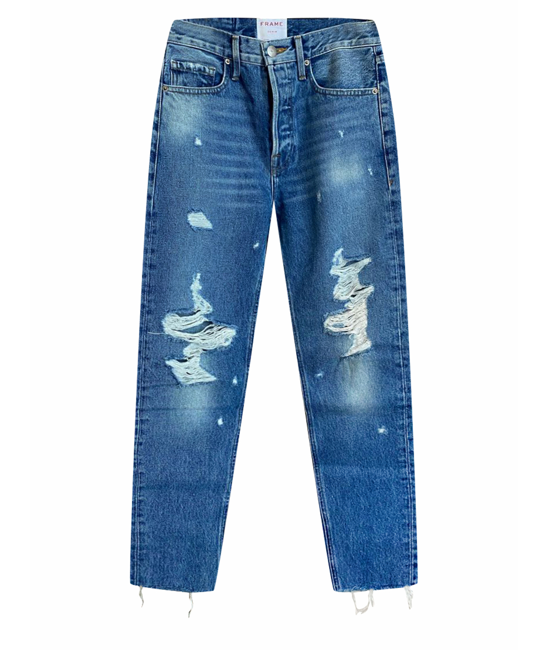 FRAME Синие хлопко-эластановые джинсы слим, фото 1