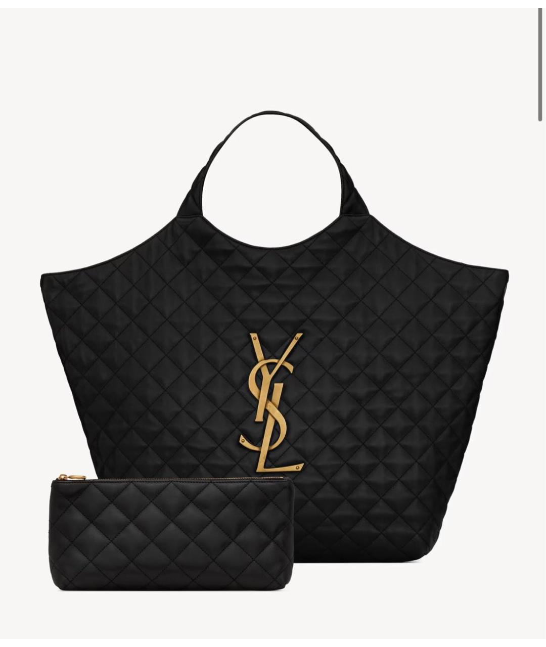 SAINT LAURENT Черная кожаная сумка тоут, фото 6