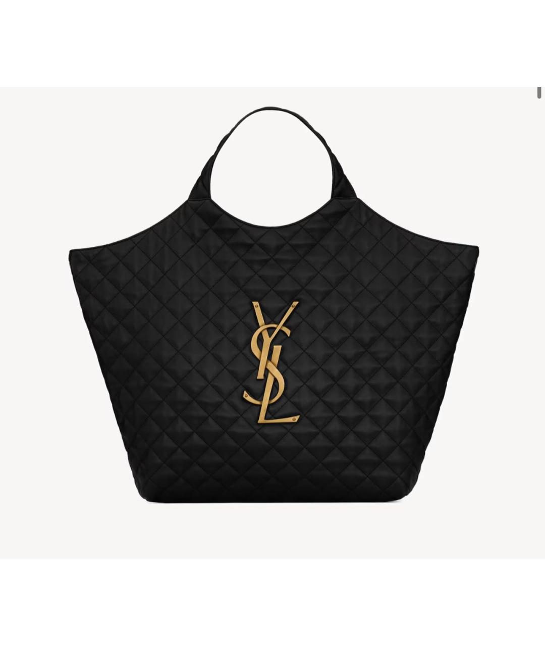 SAINT LAURENT Черная кожаная сумка тоут, фото 7