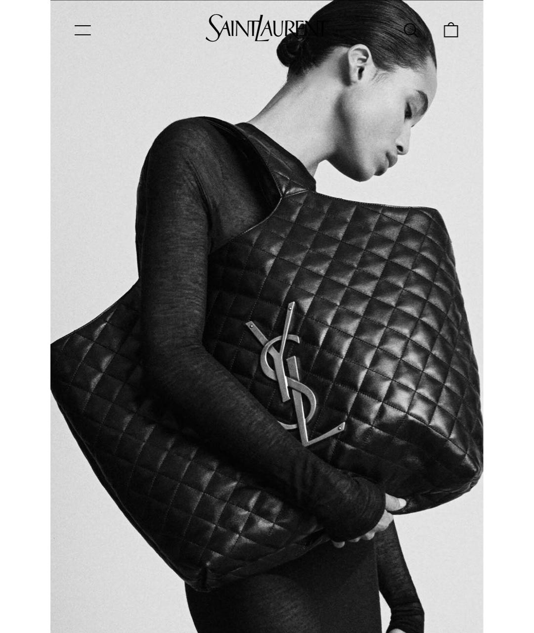 SAINT LAURENT Черная кожаная сумка тоут, фото 4