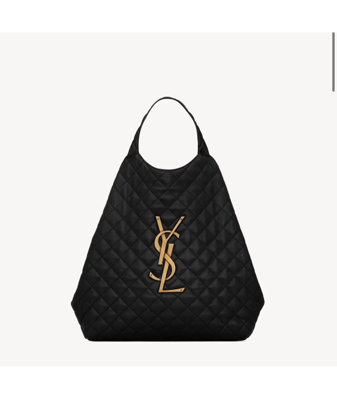 SAINT LAURENT Черная кожаная сумка тоут, фото 5