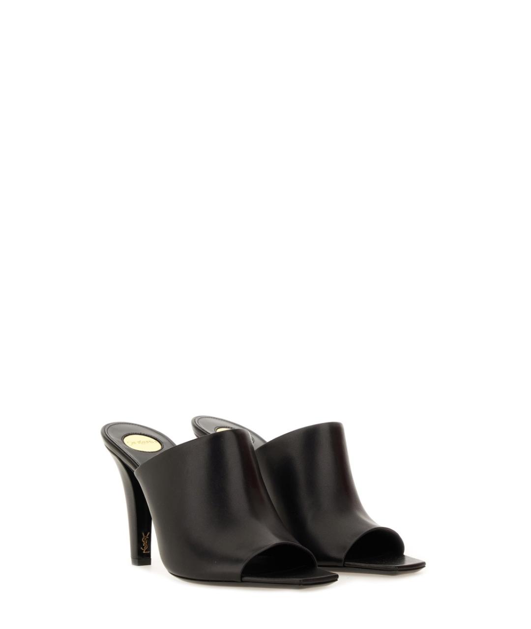 SAINT LAURENT Черные кожаные босоножки, фото 5