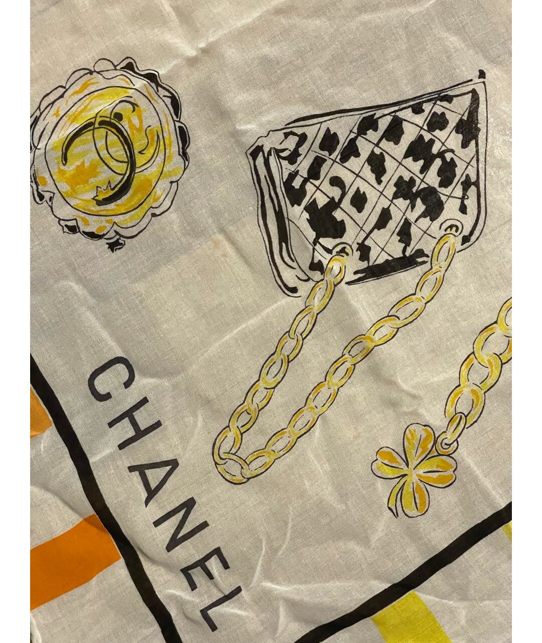 CHANEL PRE-OWNED Белый хлопковый шарф, фото 3