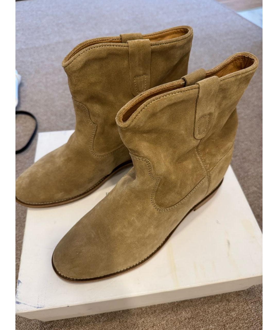 ISABEL MARANT ETOILE Бежевые замшевые полусапоги, фото 5