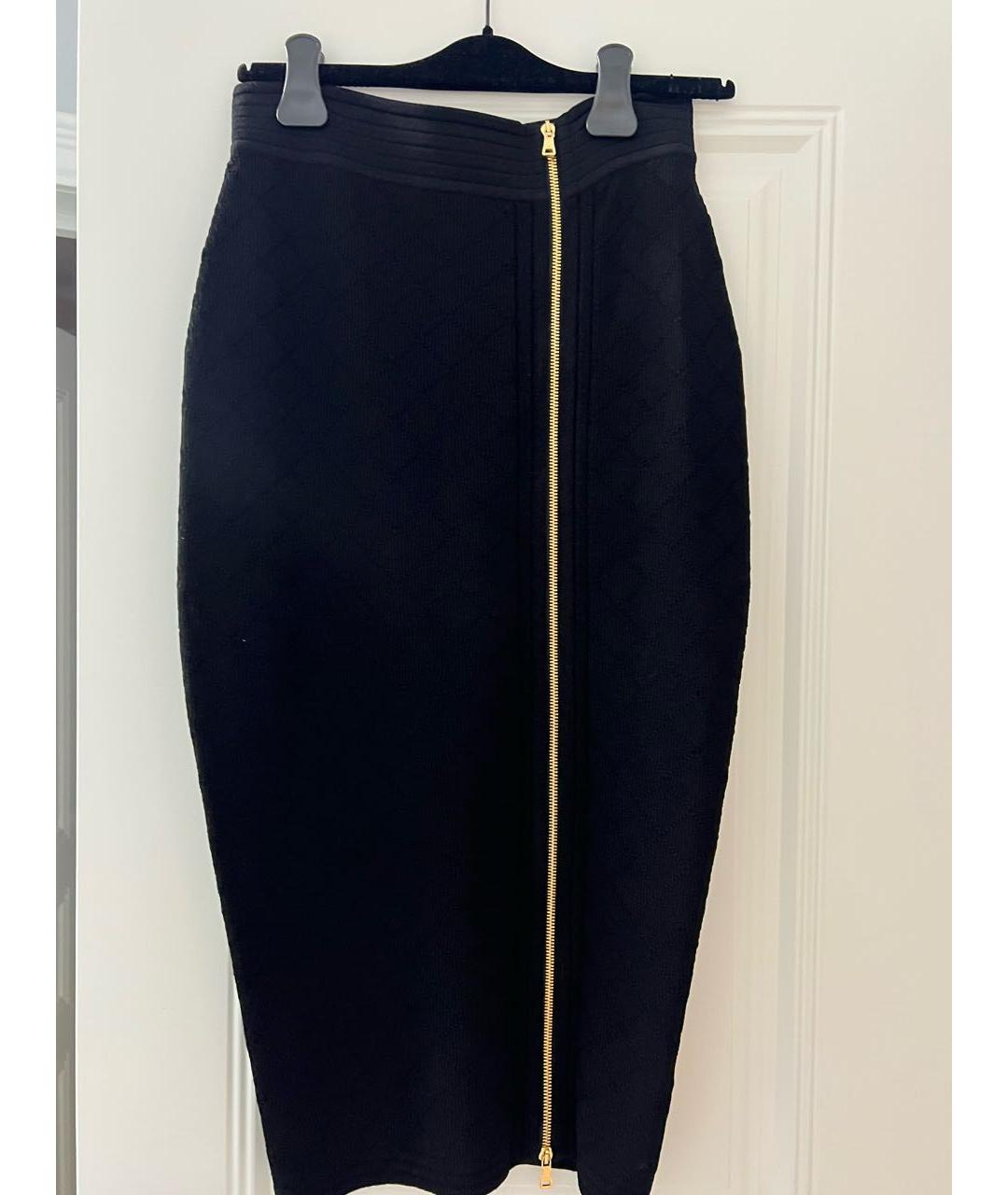 BALMAIN Черная синтетическая юбка макси, фото 2