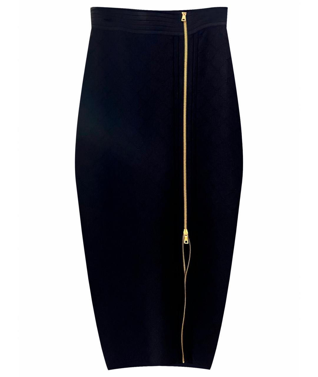 BALMAIN Черная синтетическая юбка макси, фото 1