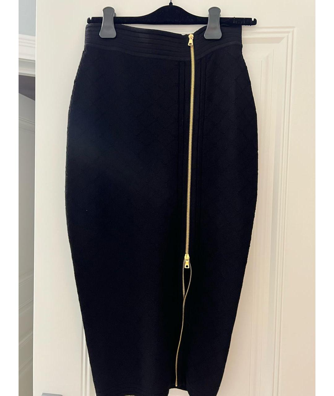 BALMAIN Черная синтетическая юбка макси, фото 4