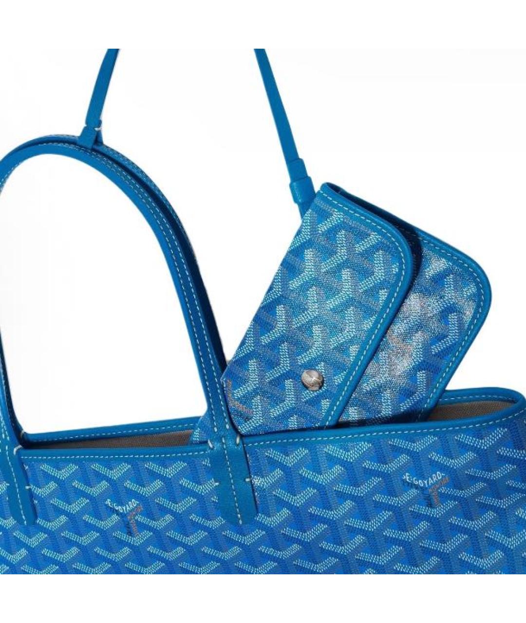 GOYARD Голубая кожаная сумка тоут, фото 4