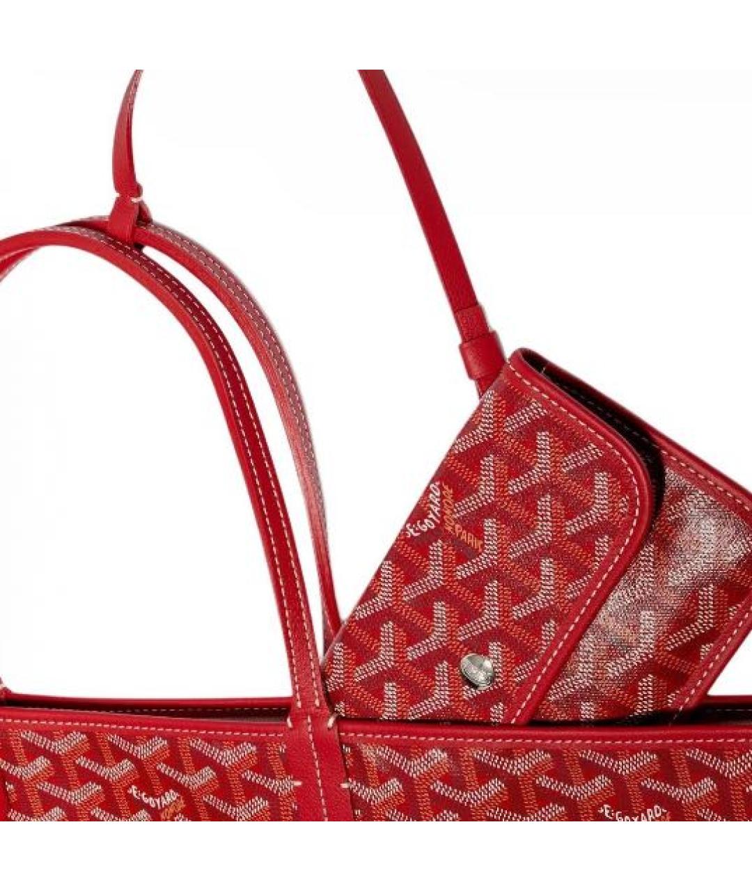 GOYARD Бордовая кожаная сумка тоут, фото 5