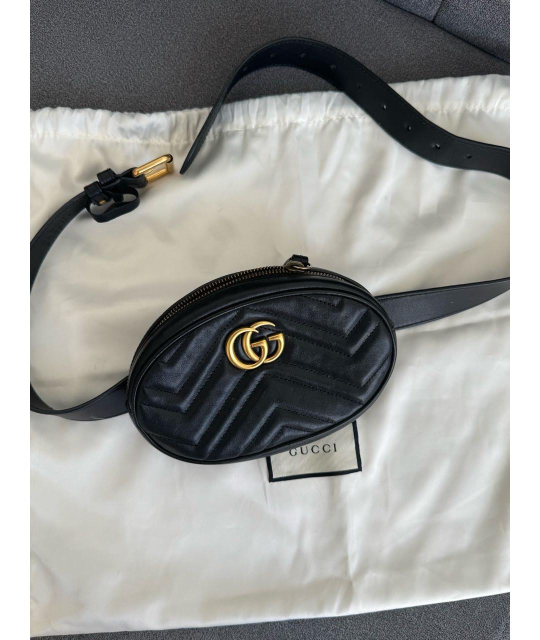 GUCCI Черная кожаная поясная сумка, фото 2