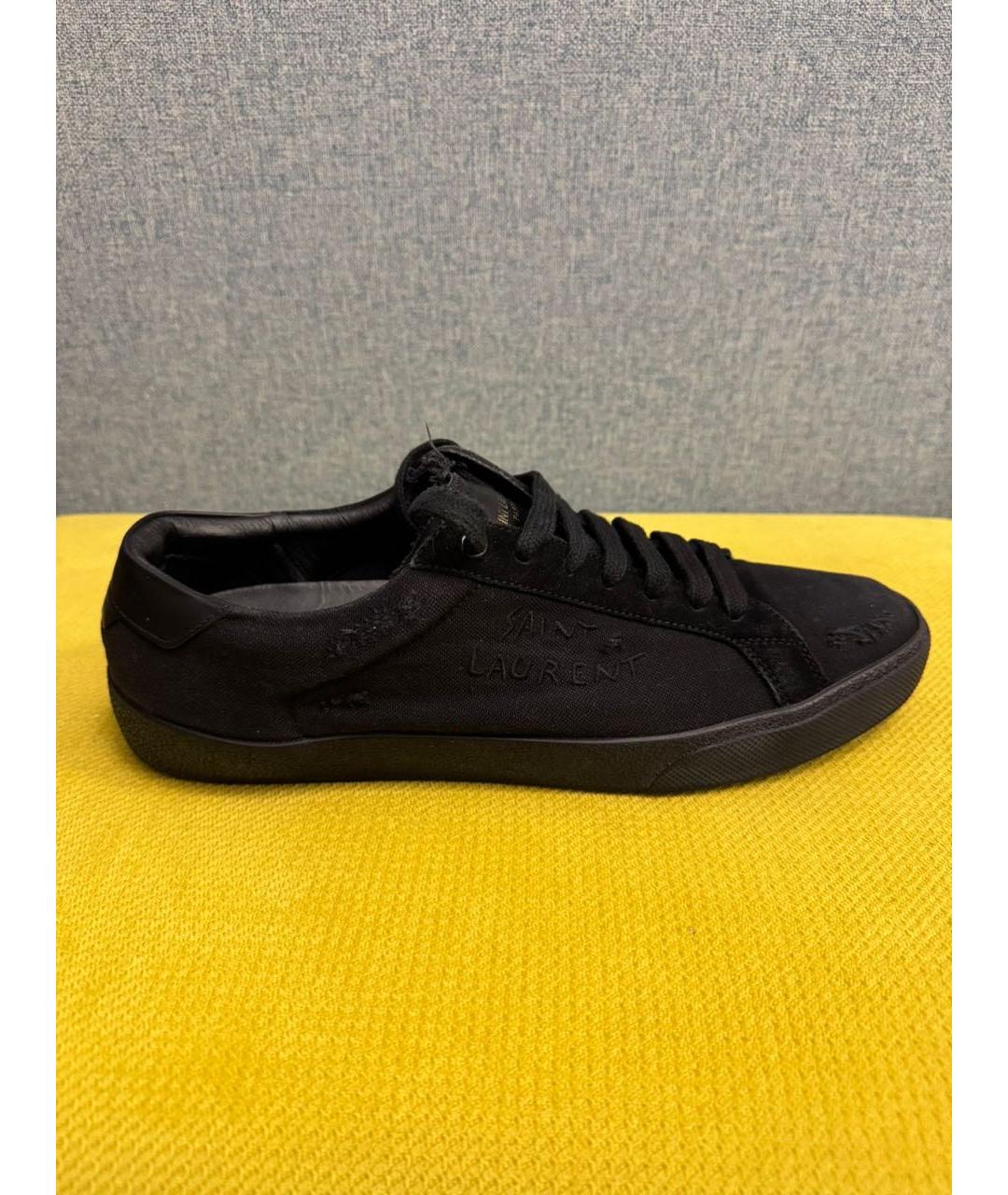 SAINT LAURENT Черные текстильные низкие кроссовки / кеды, фото 5
