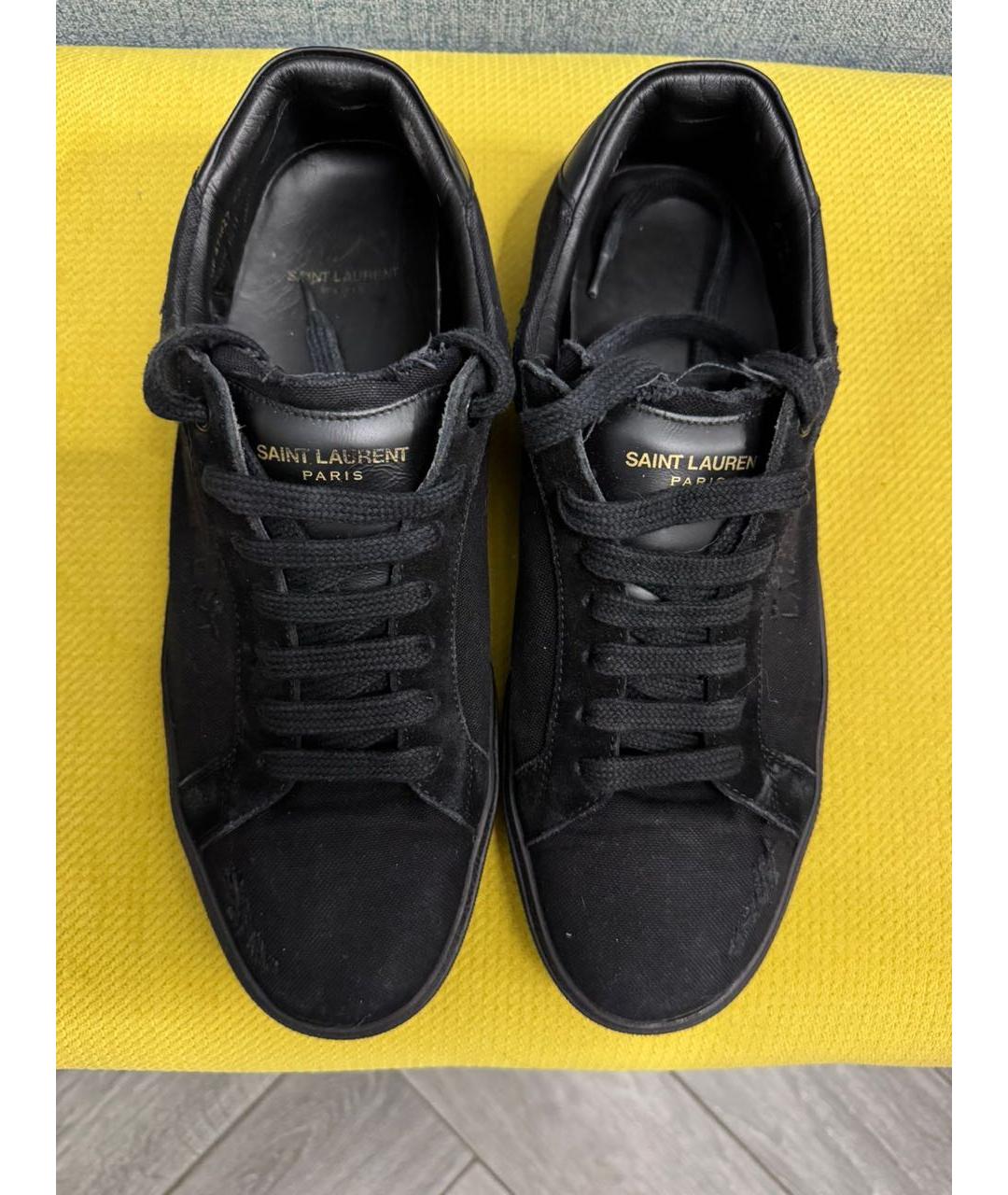 SAINT LAURENT Черные текстильные низкие кроссовки / кеды, фото 3