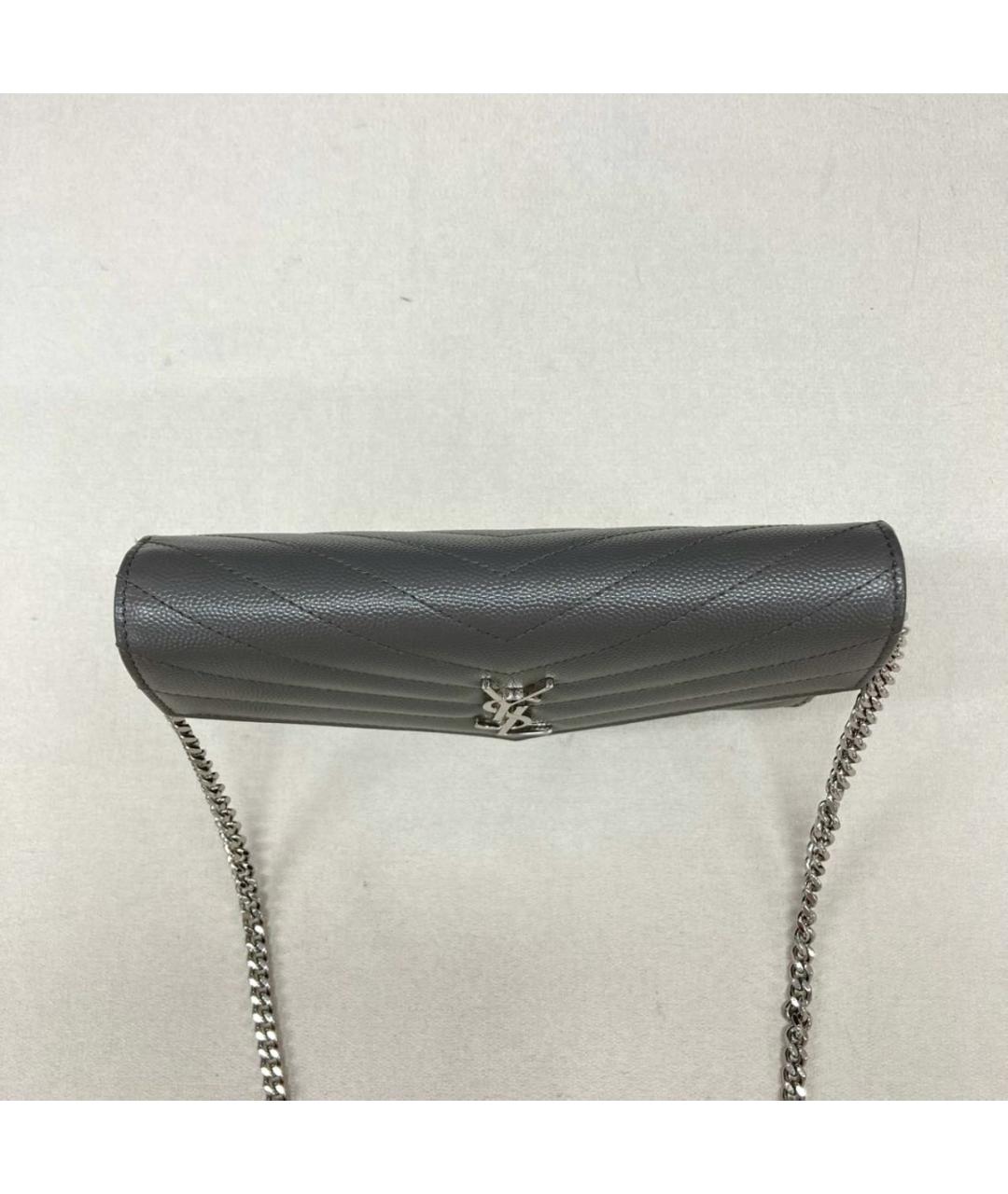 SAINT LAURENT Антрацитовая кожаная сумка через плечо, фото 4