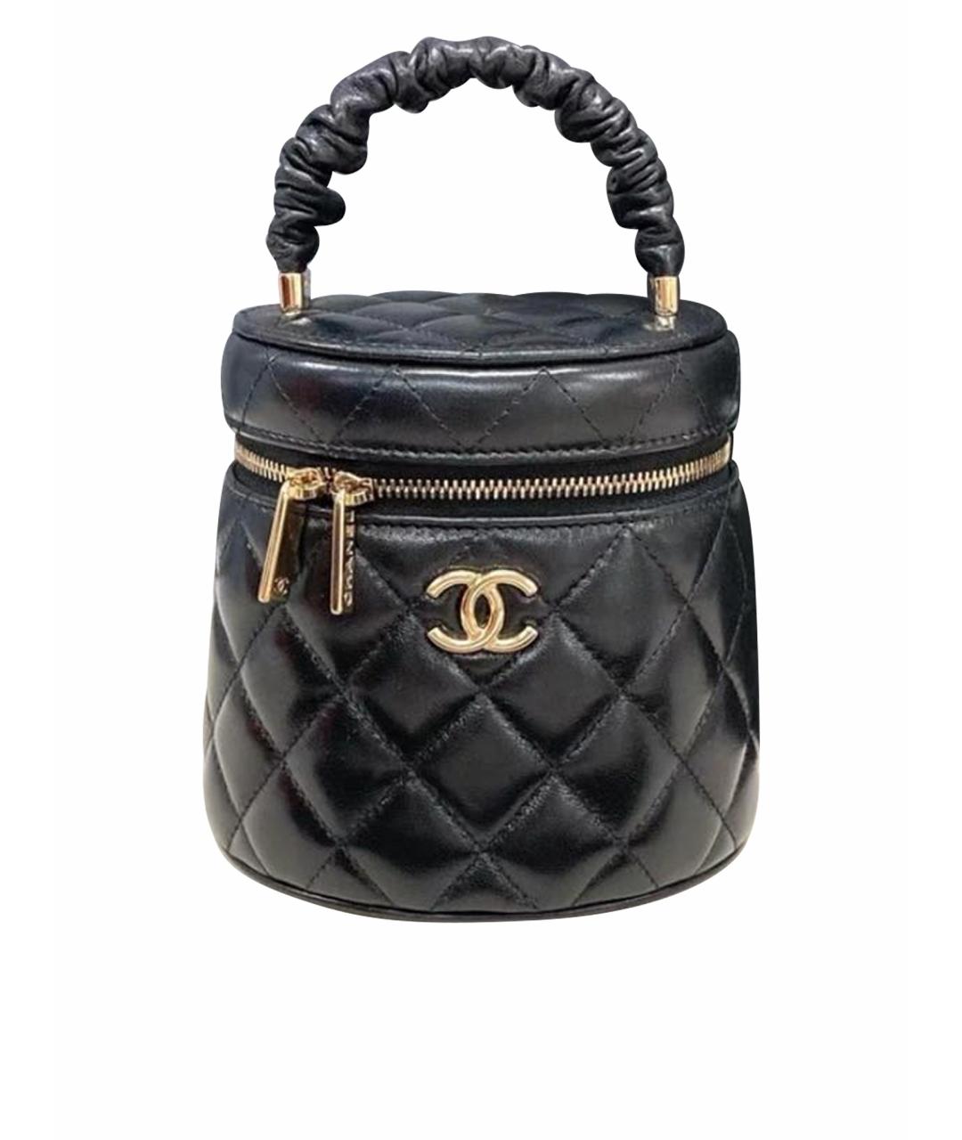 CHANEL Черная кожаная сумка с короткими ручками, фото 1