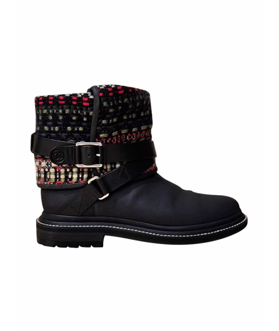 CHANEL Антрацитовые кожаные сапоги, фото 1