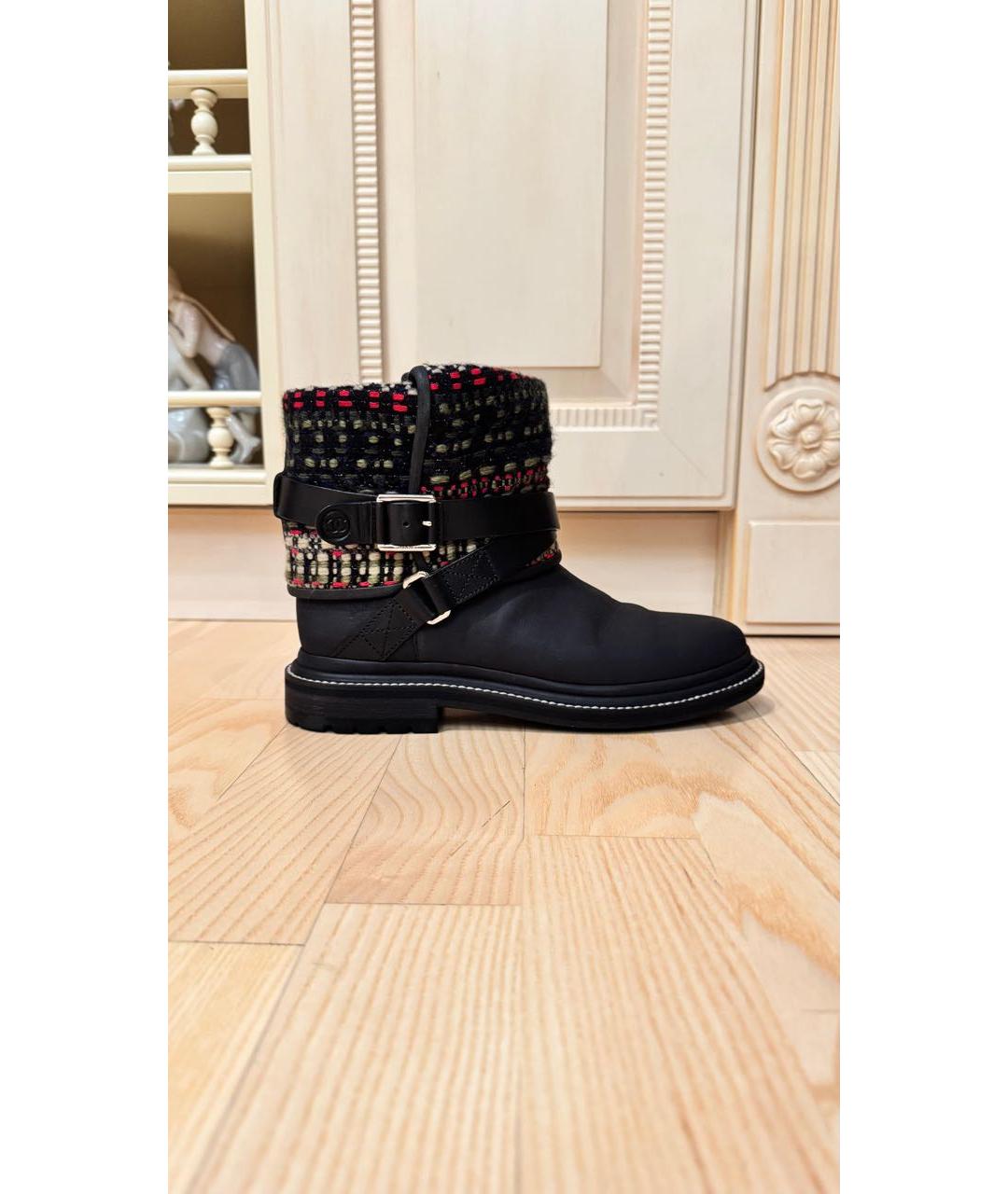 CHANEL Антрацитовые кожаные сапоги, фото 5