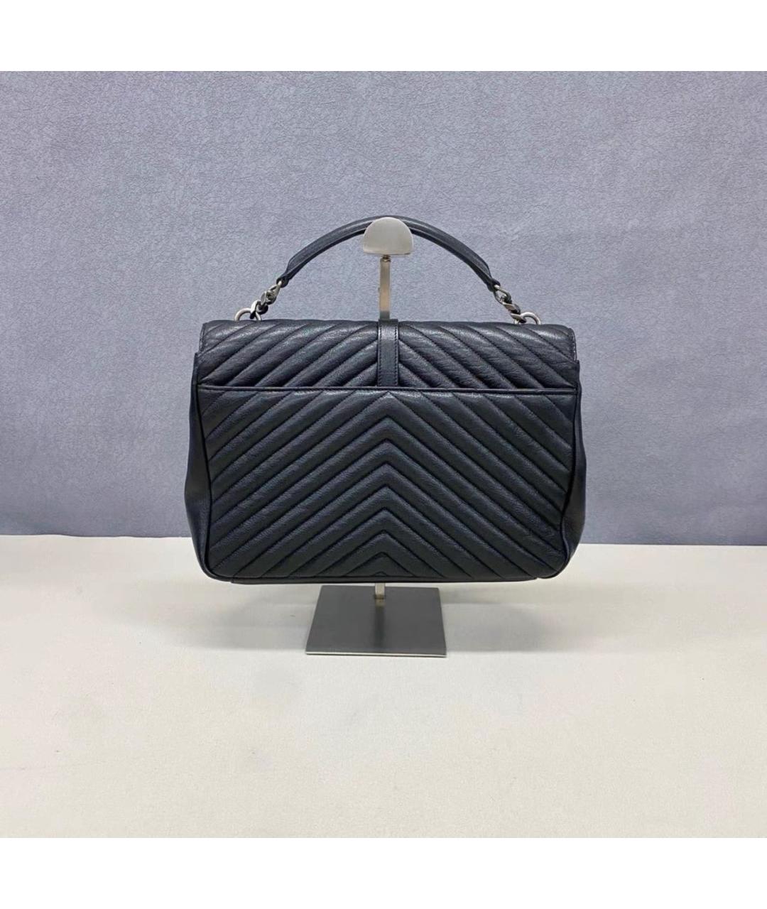 SAINT LAURENT Черная кожаная сумка с короткими ручками, фото 2