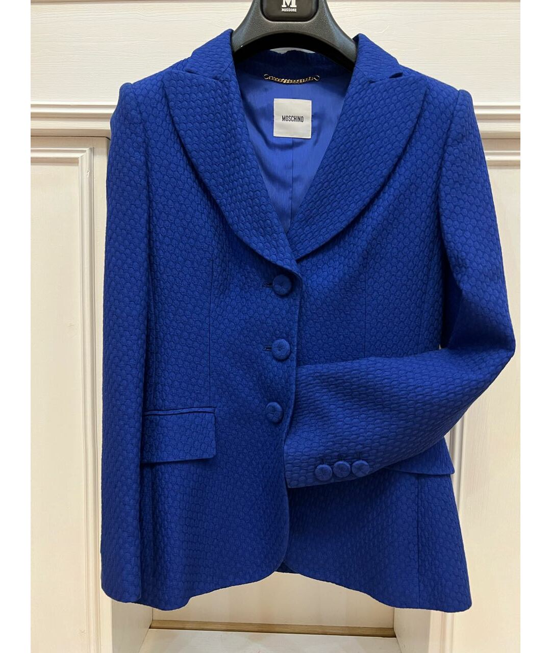 BOUTIQUE MOSCHINO Синий хлопковый жакет/пиджак, фото 3
