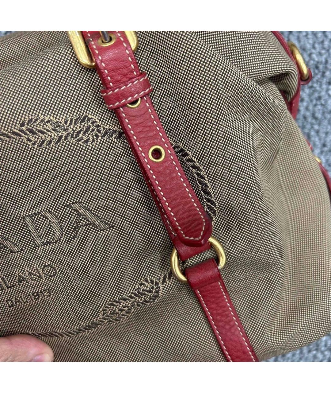 PRADA Коричневая тканевая сумка тоут, фото 7