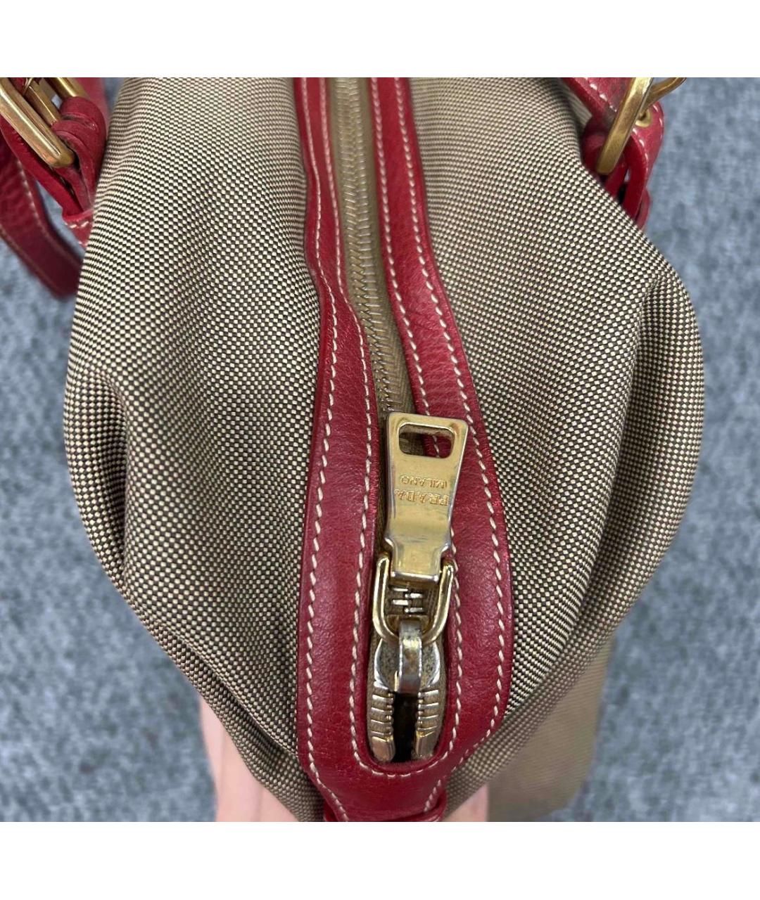 PRADA Коричневая тканевая сумка тоут, фото 5