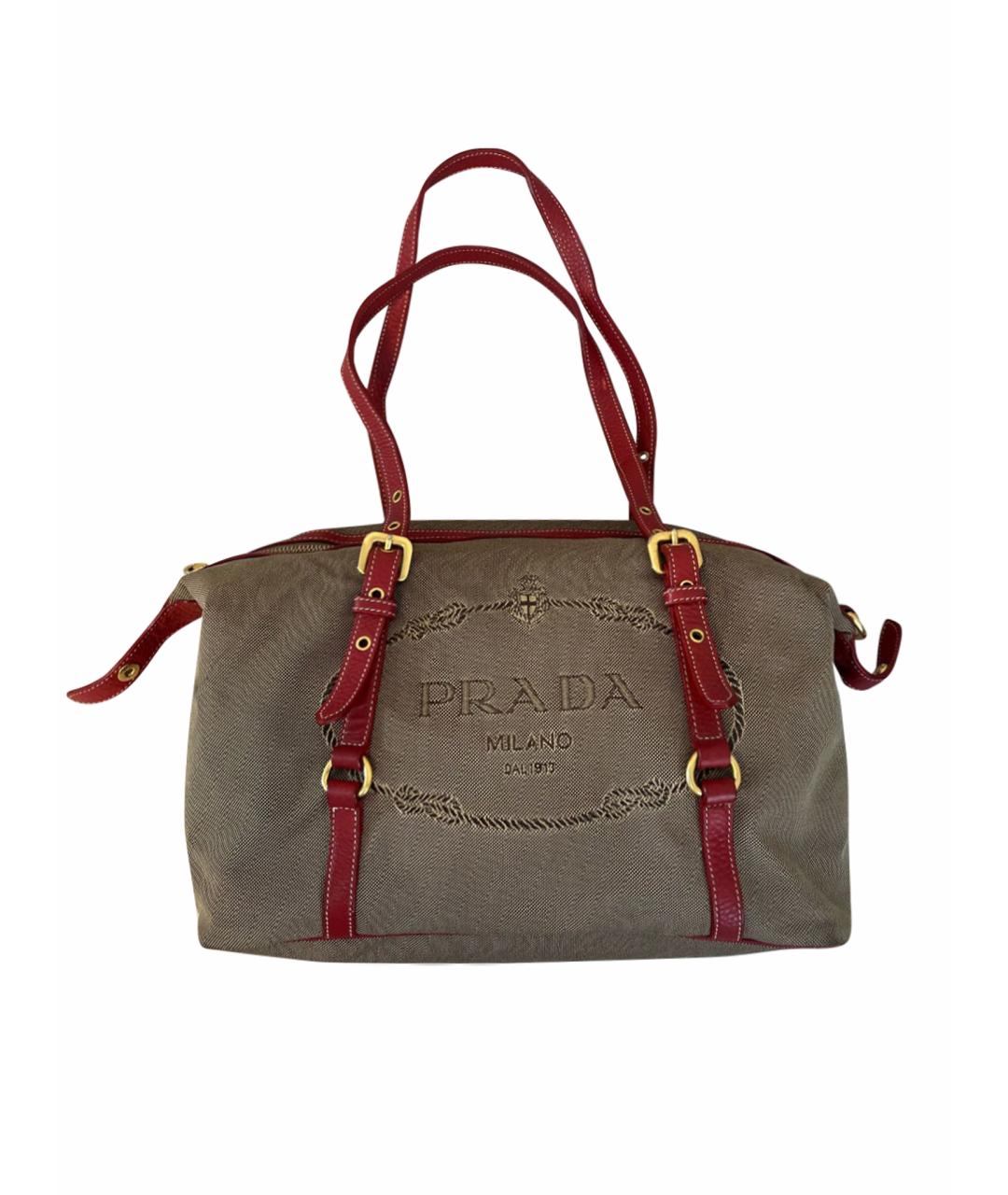 PRADA Коричневая тканевая сумка тоут, фото 1