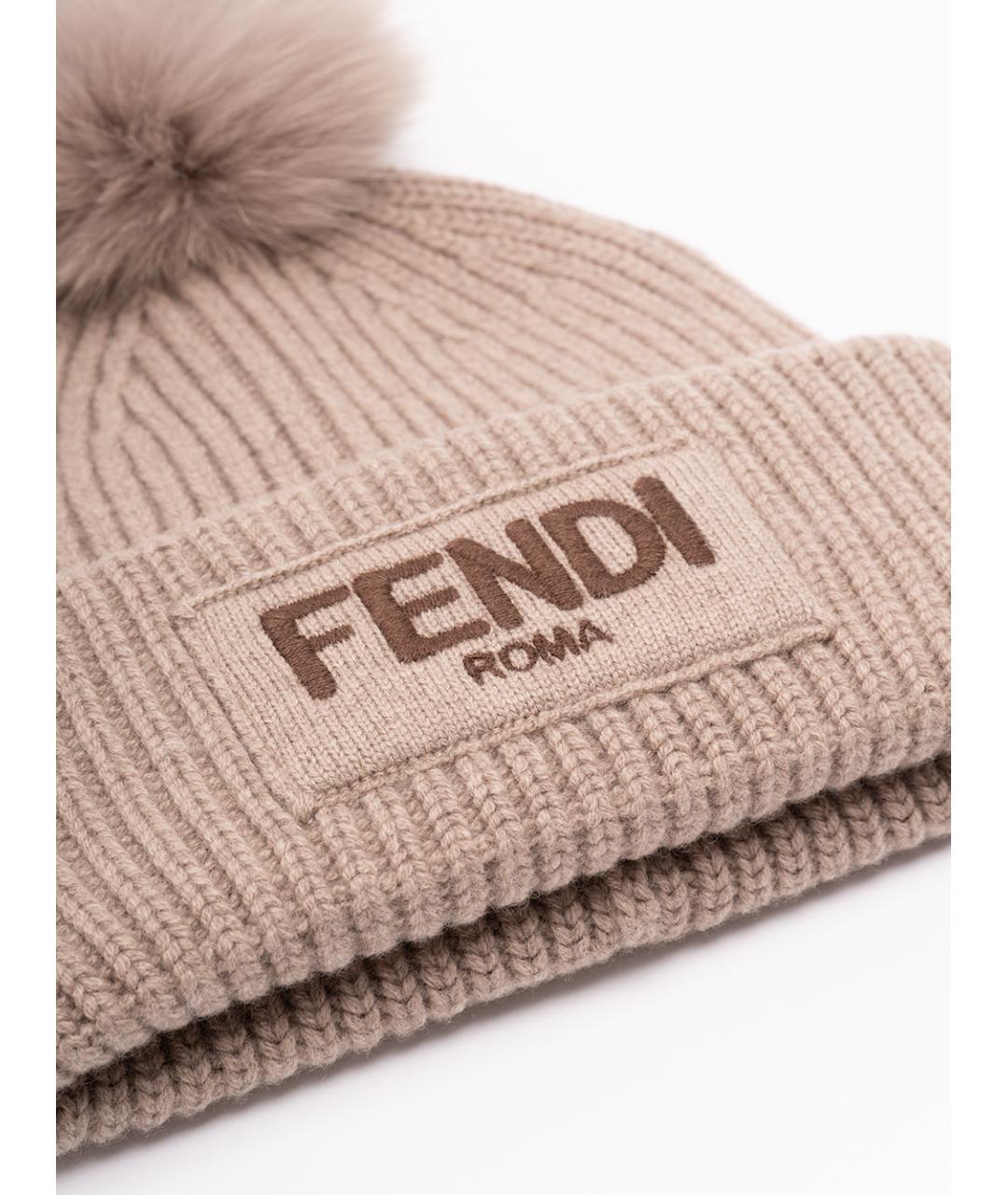 FENDI Бежевая шерстяная шапка, фото 2