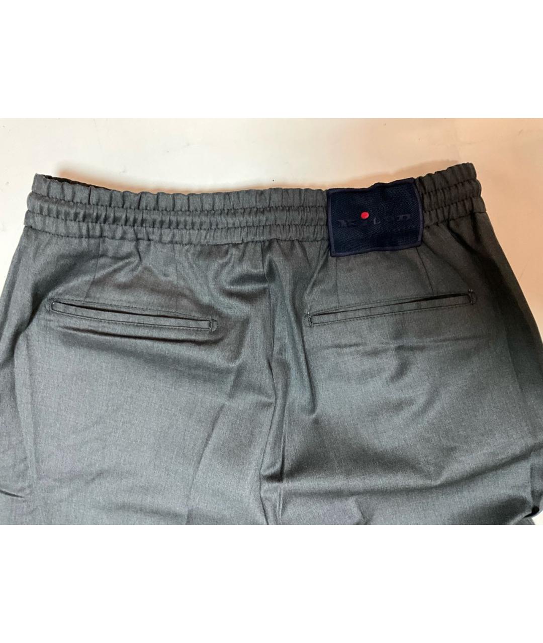 KITON Серые шерстяные повседневные брюки, фото 5