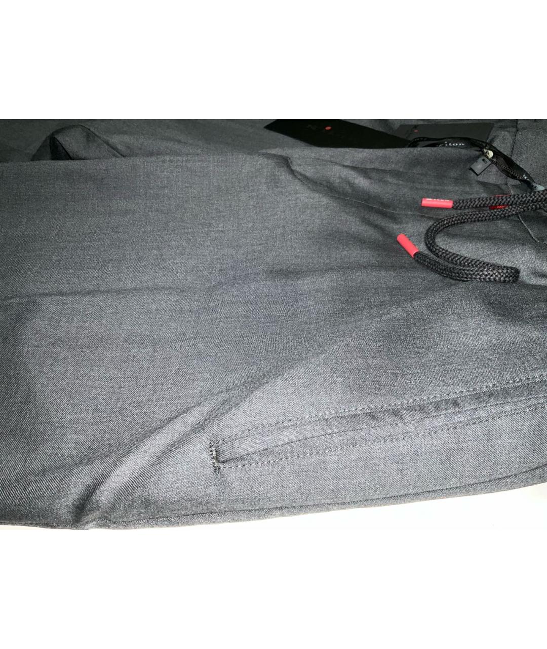 KITON Серые шерстяные повседневные брюки, фото 4