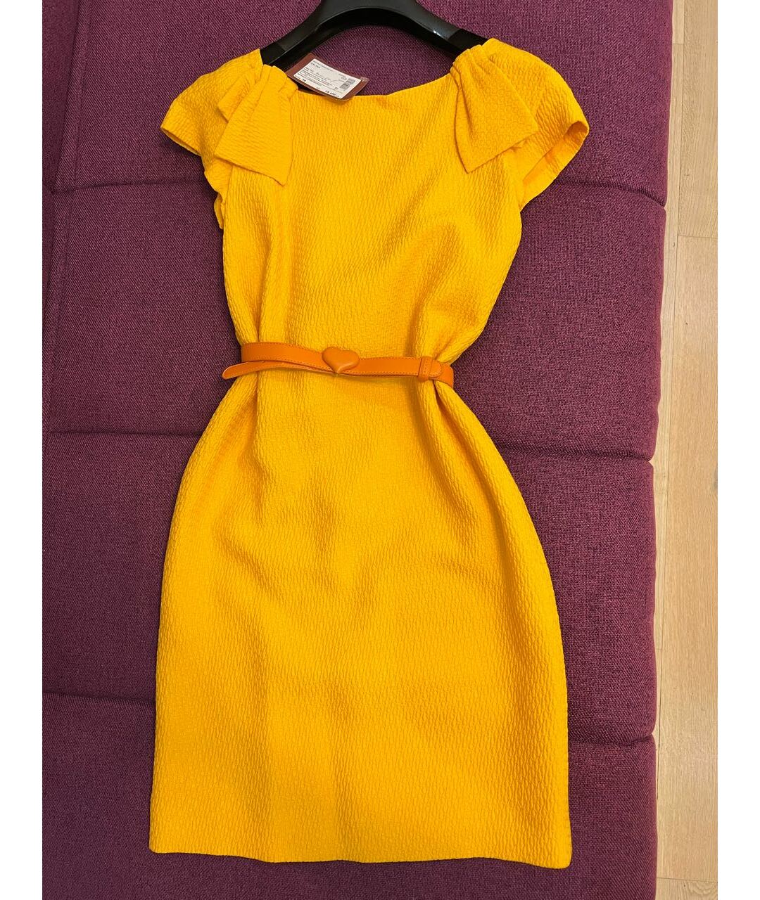 BOUTIQUE MOSCHINO Желтое хлопковое коктейльное платье, фото 5