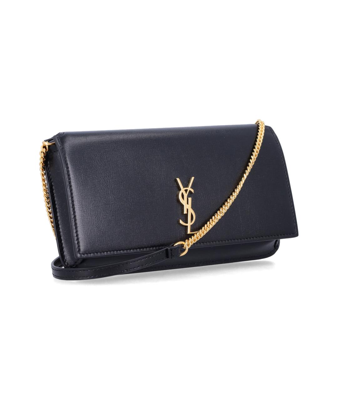 SAINT LAURENT Черный кожаный кошелек, фото 2