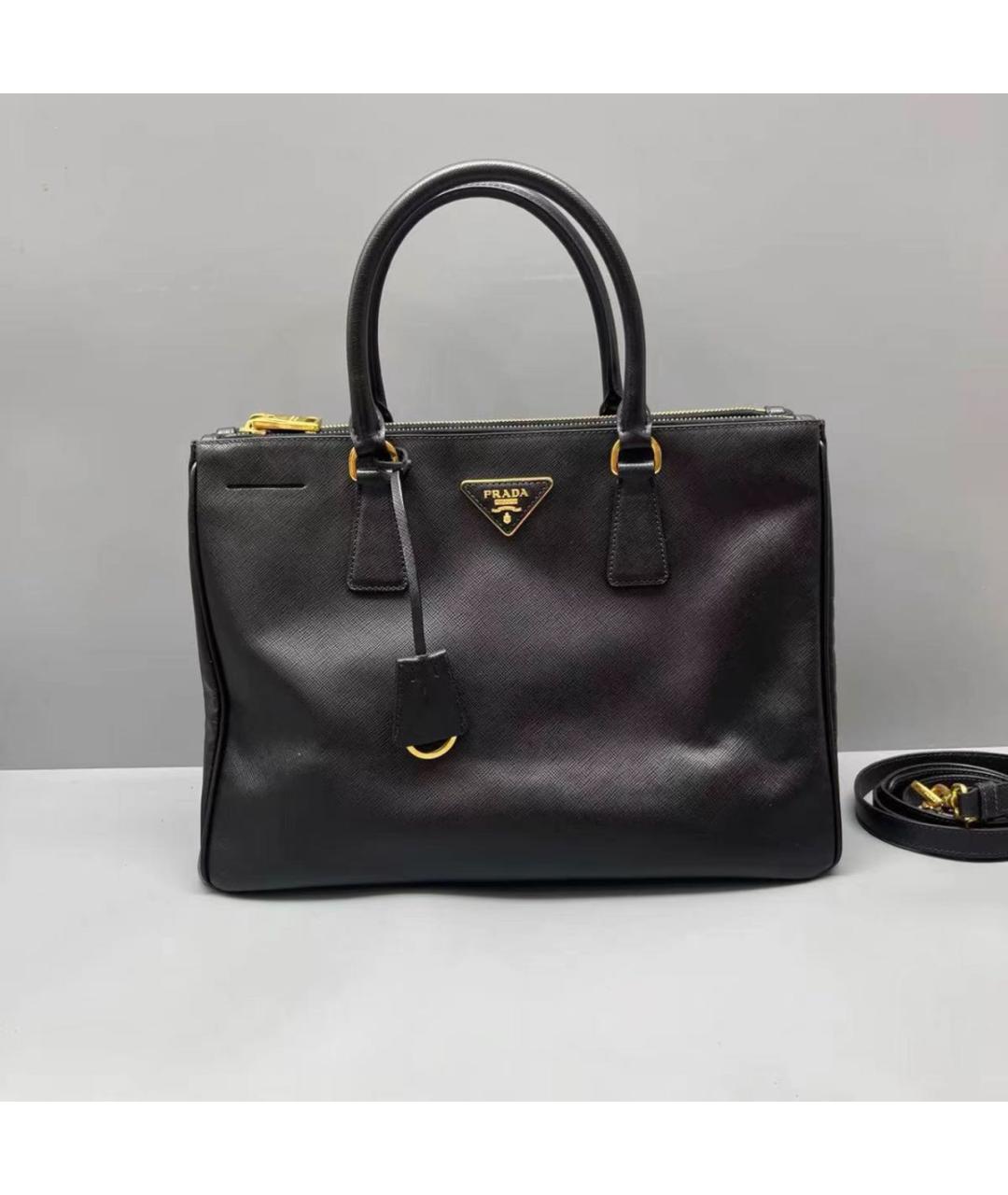 PRADA Черная кожаная сумка тоут, фото 9