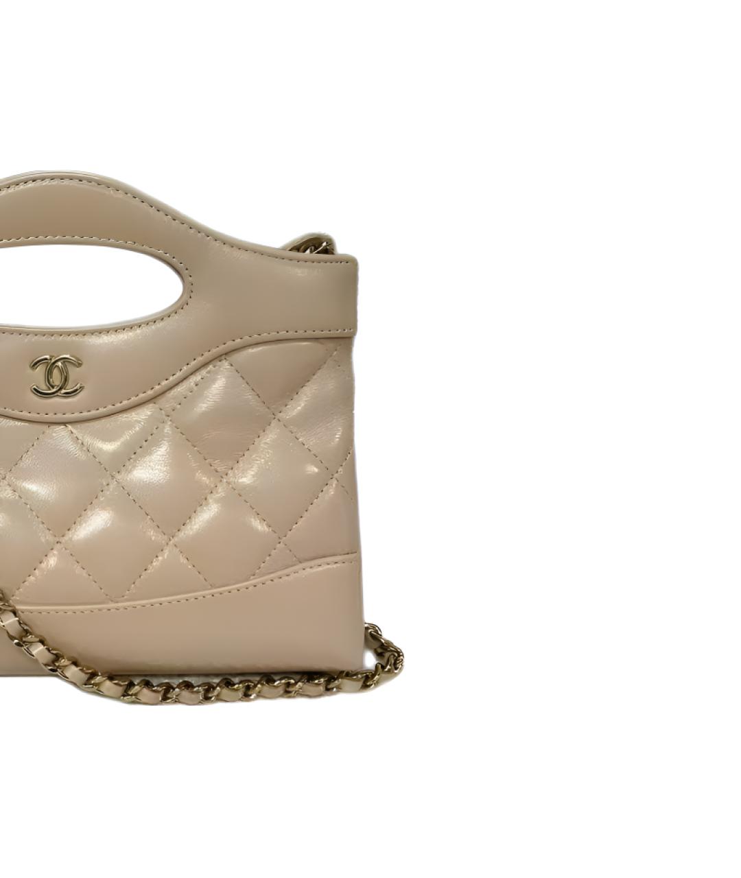 CHANEL Бежевая кожаная сумка через плечо, фото 4