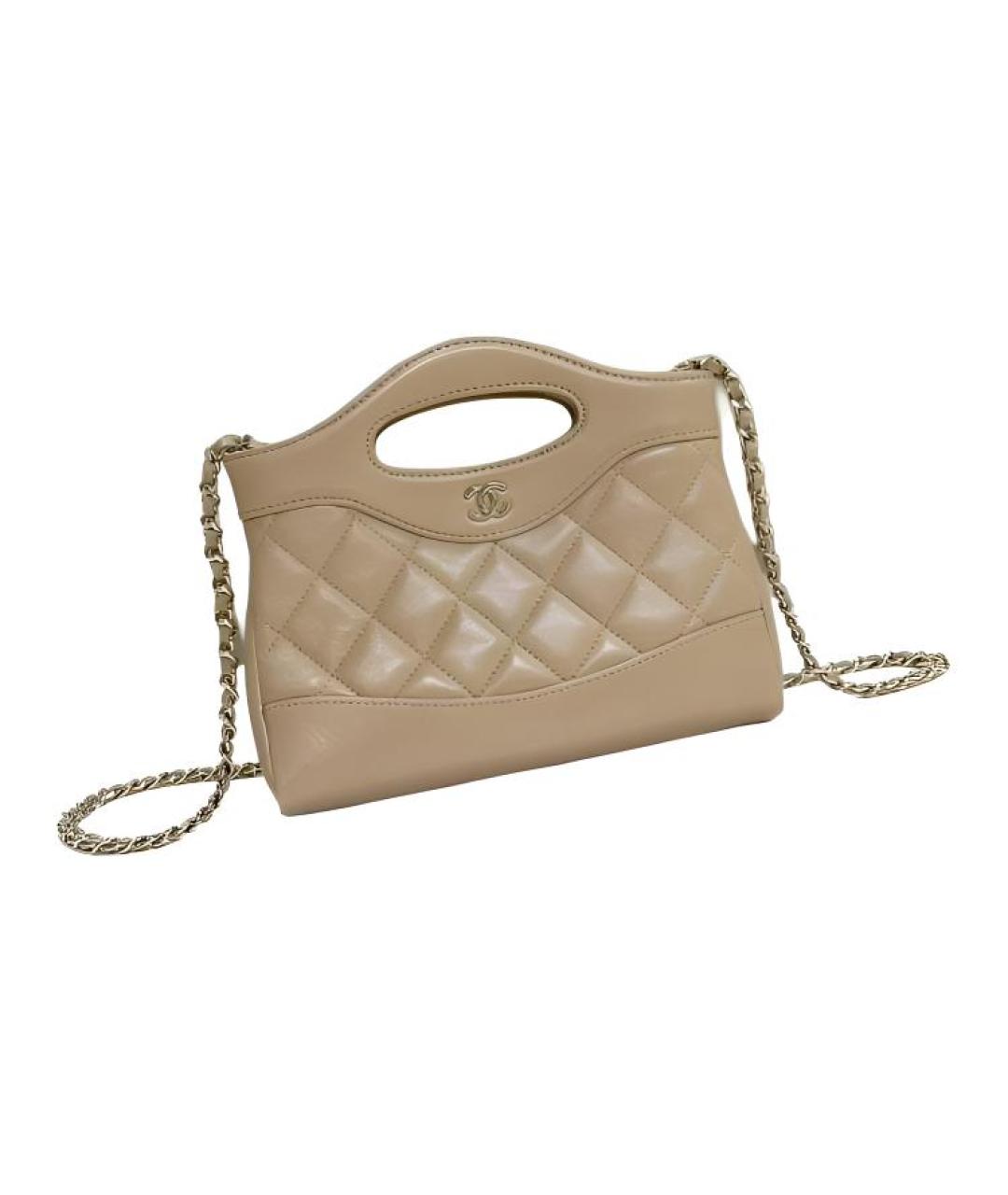 CHANEL Бежевая кожаная сумка через плечо, фото 3