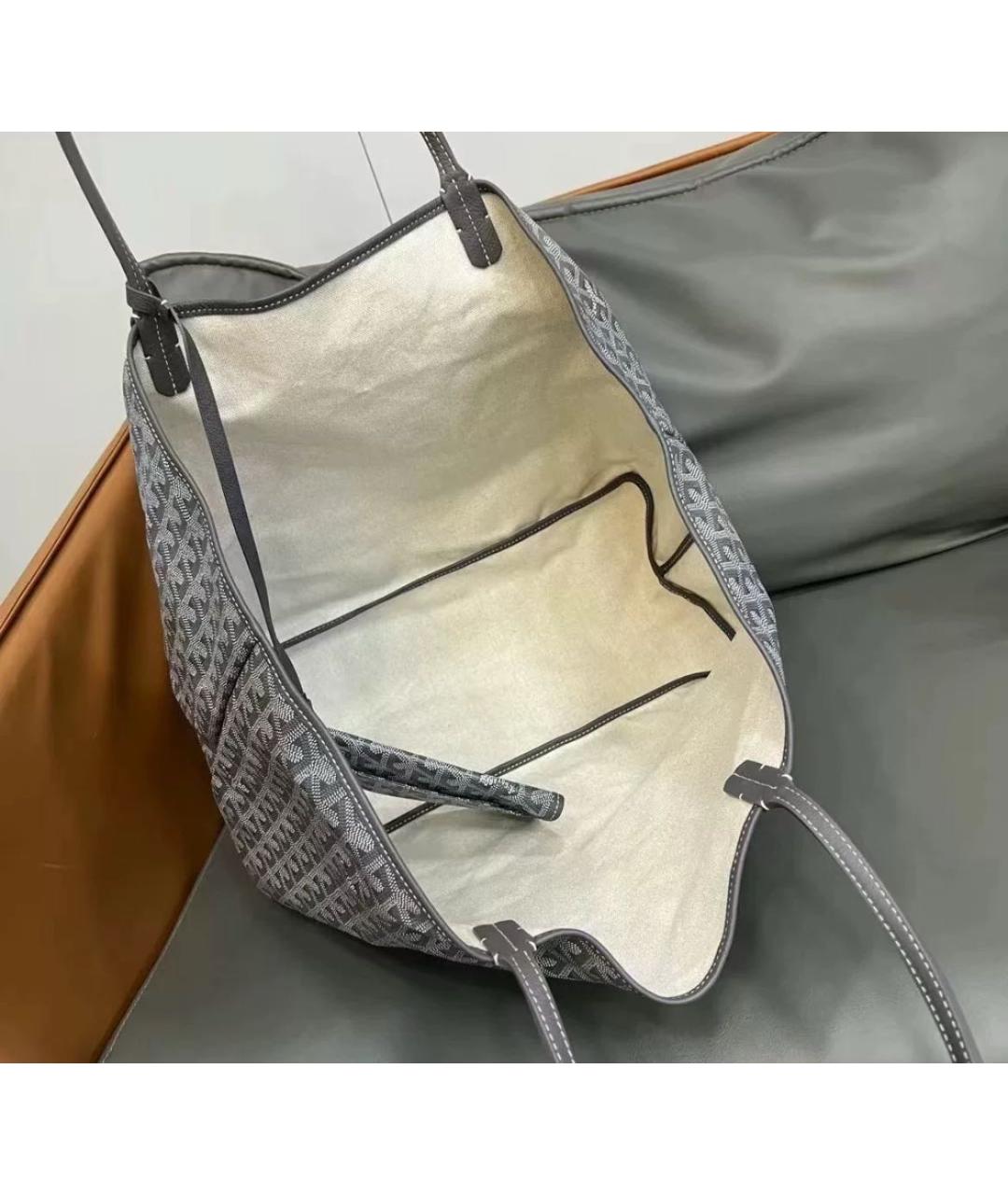GOYARD Серая кожаная сумка тоут, фото 4