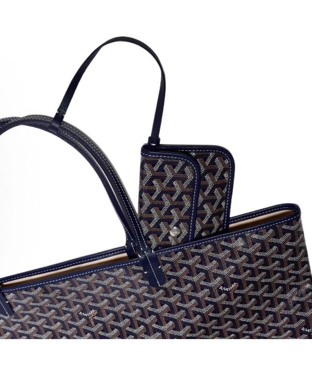 GOYARD Темно-синяя кожаная сумка тоут, фото 3