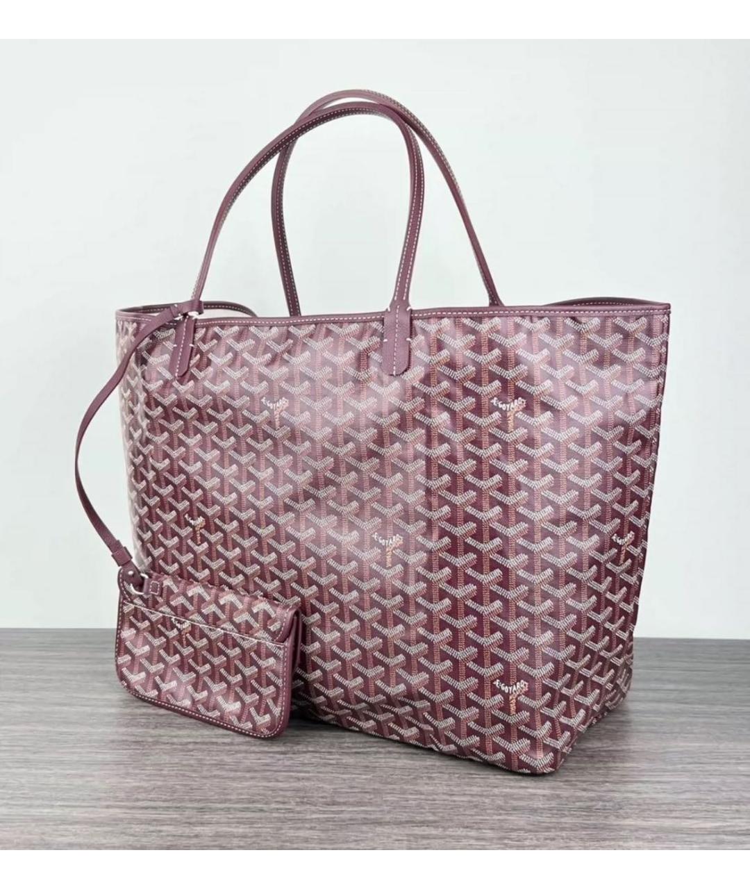 GOYARD Бордовая кожаная сумка тоут, фото 4
