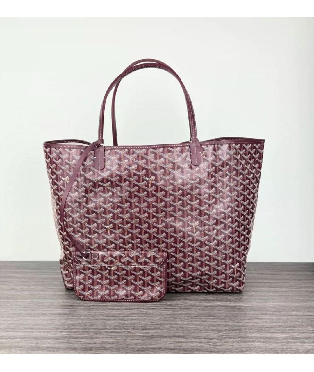 GOYARD Бордовая кожаная сумка тоут, фото 3