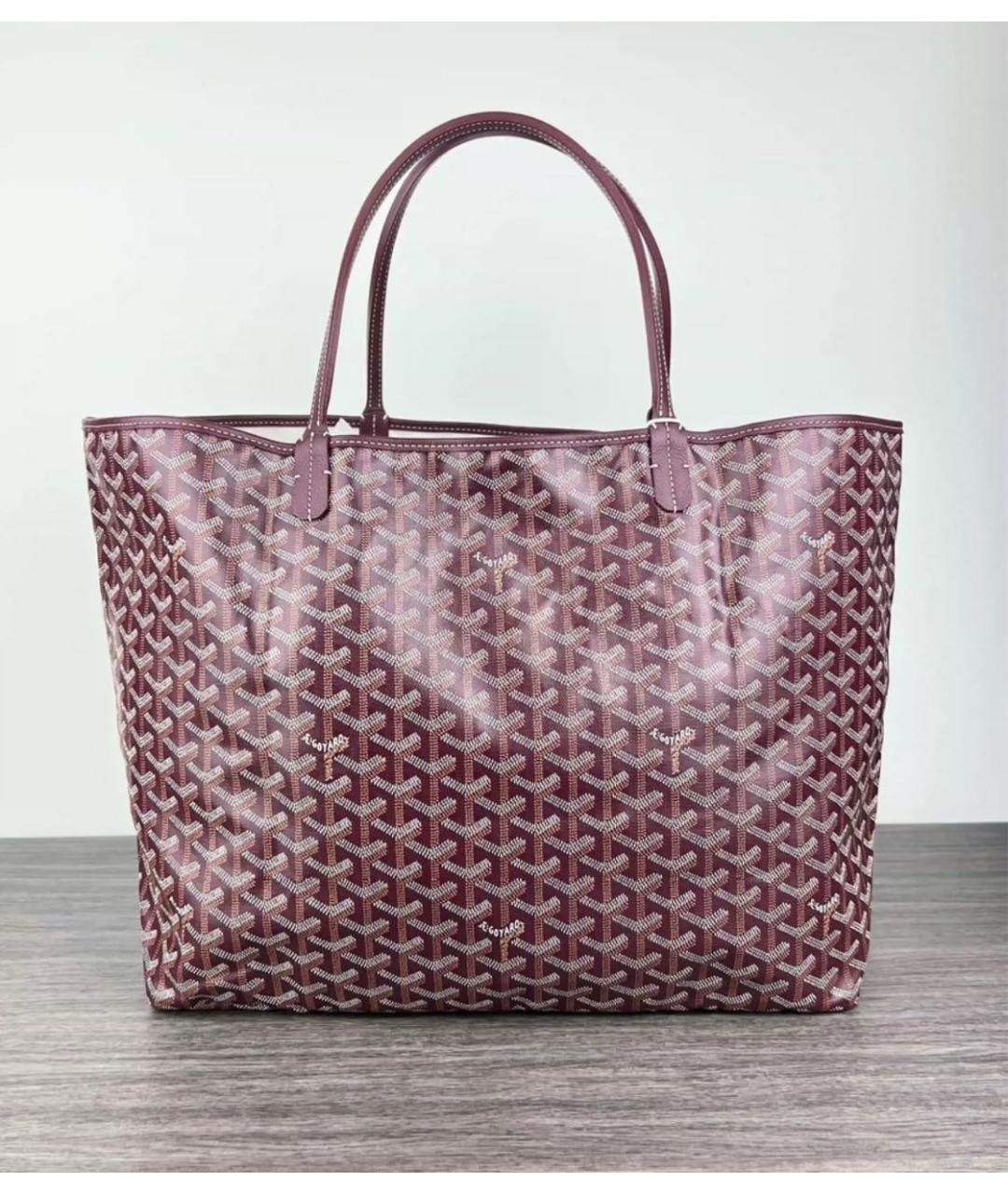 GOYARD Бордовая кожаная сумка тоут, фото 2
