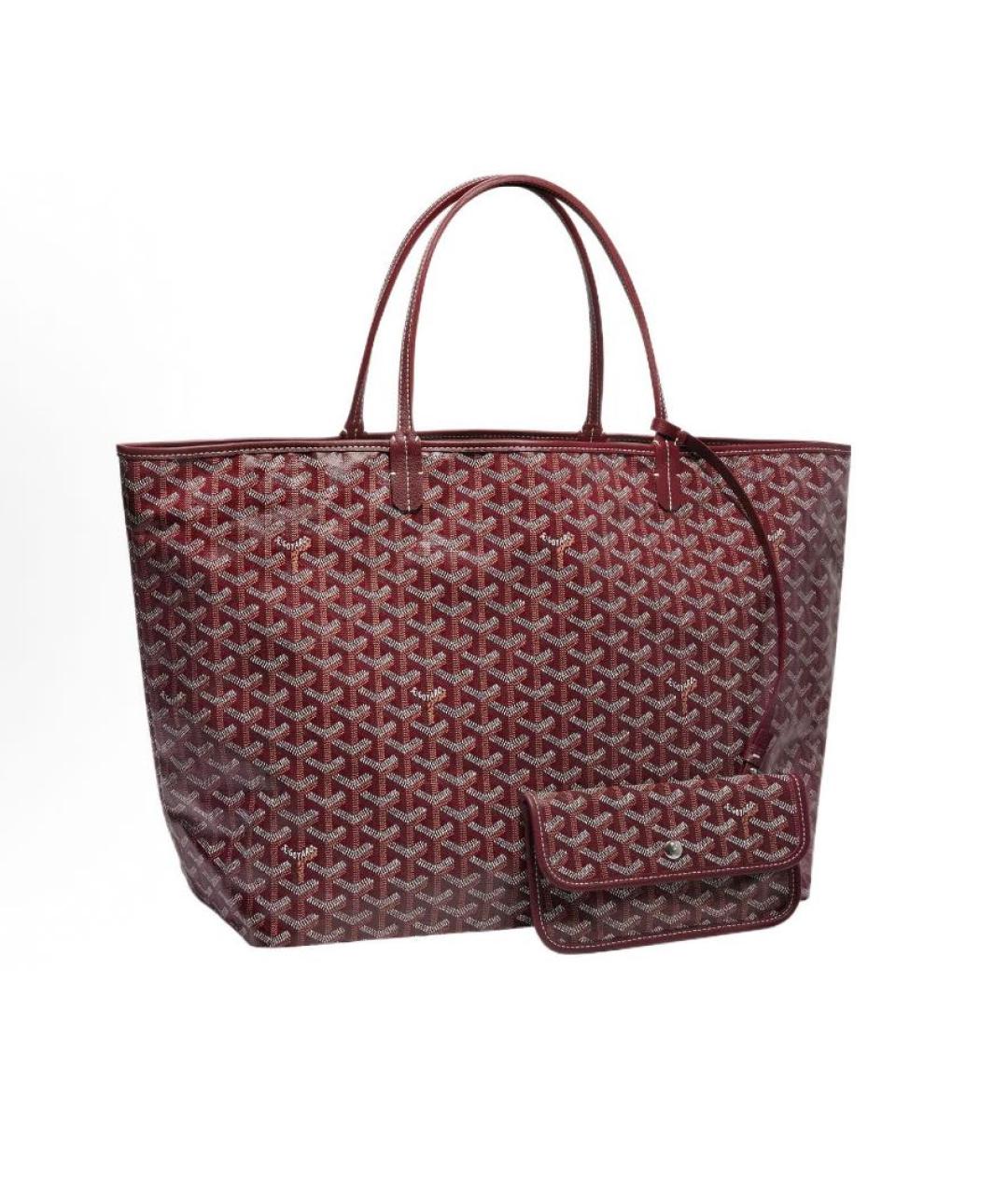 GOYARD Бордовая кожаная сумка тоут, фото 5