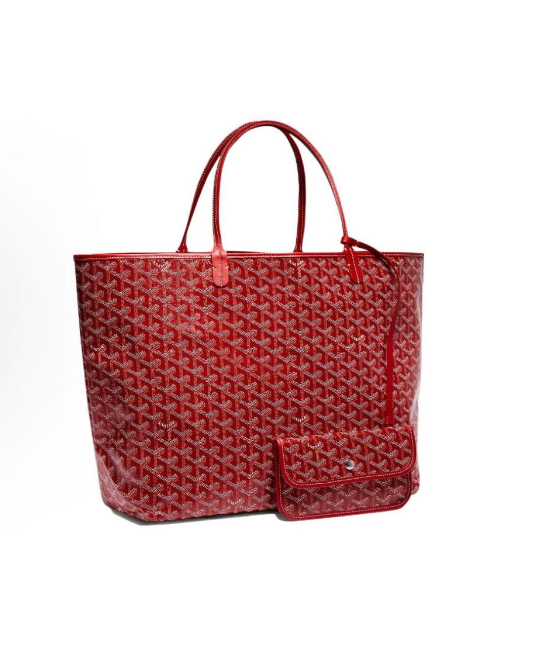 GOYARD Бордовая кожаная сумка тоут, фото 4