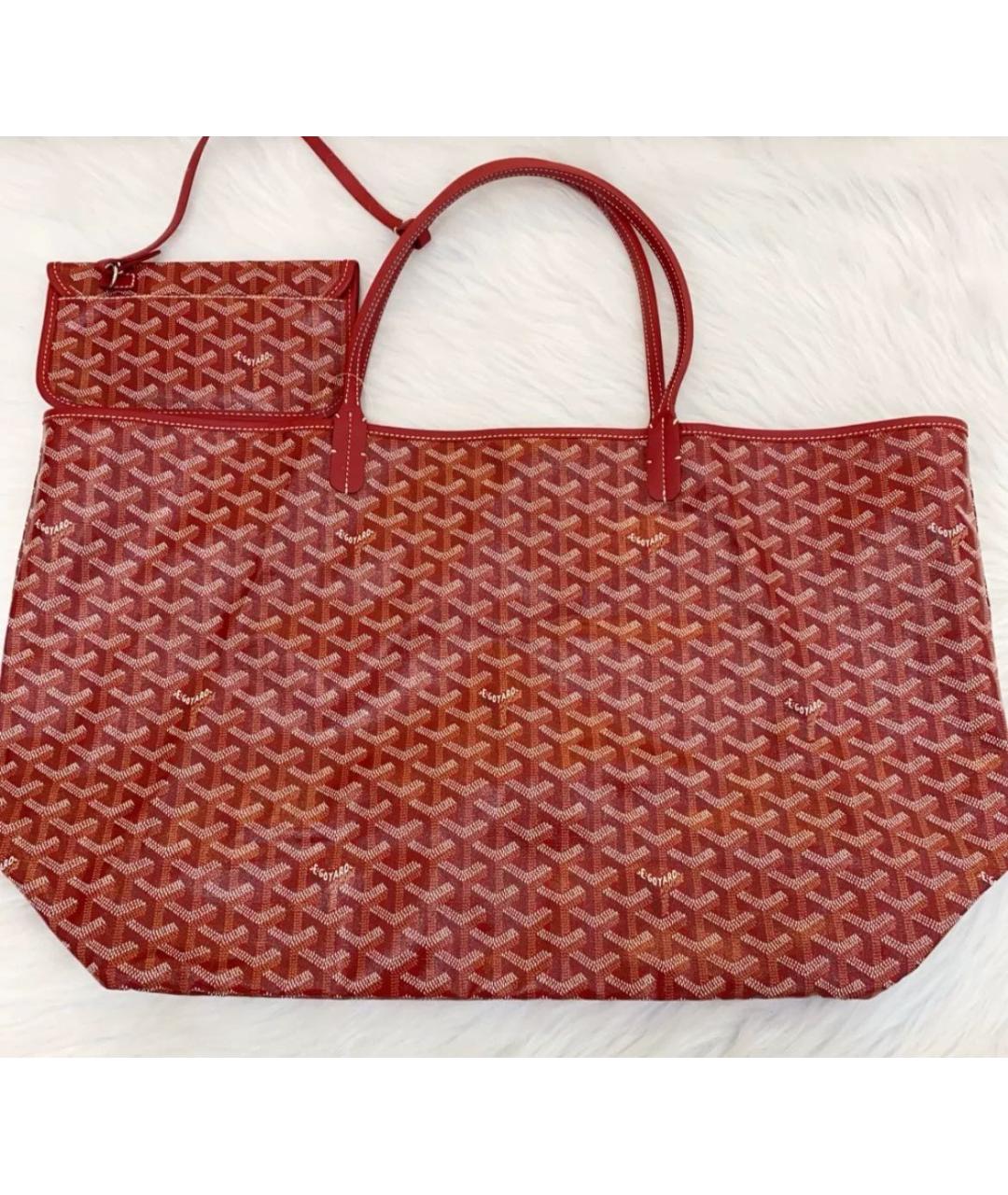 GOYARD Бордовая кожаная сумка тоут, фото 3