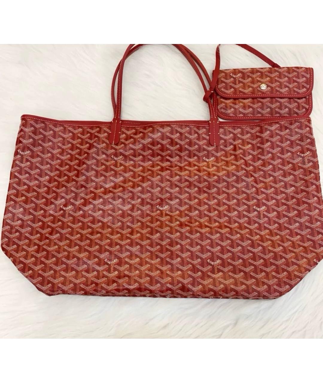 GOYARD Бордовая кожаная сумка тоут, фото 2
