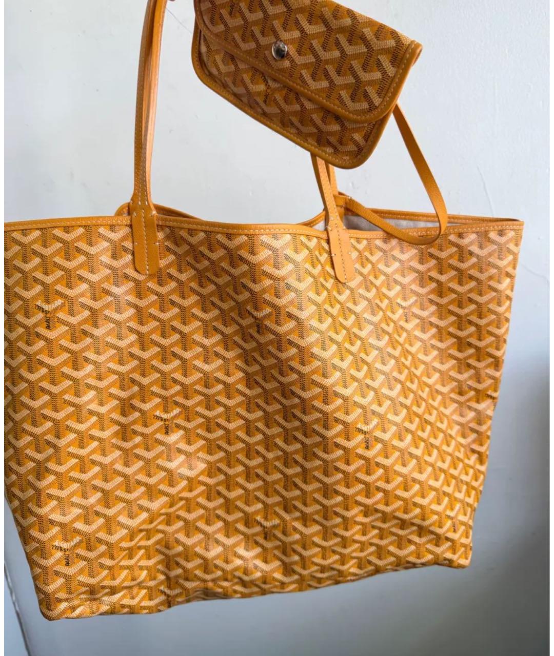 GOYARD Желтая кожаная сумка тоут, фото 3